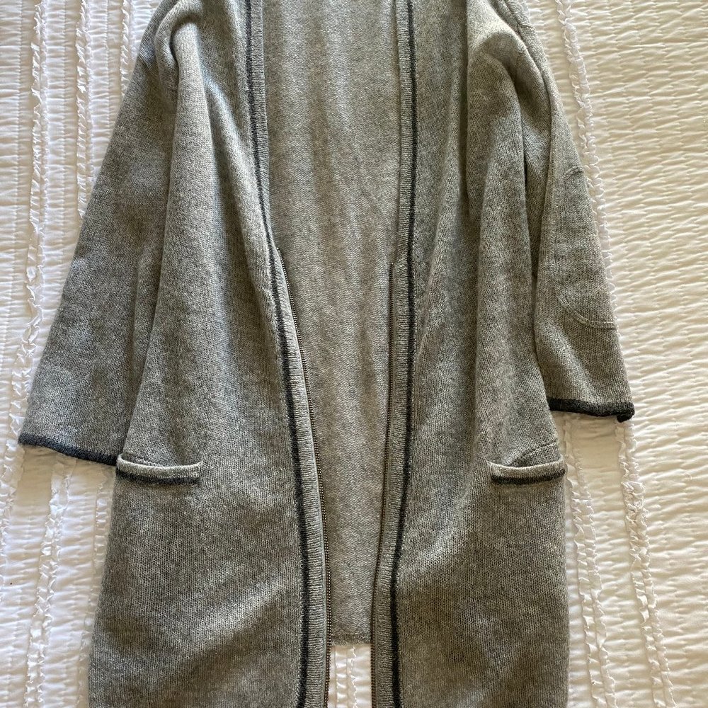 Nordstrom 100% Cashmere Grey Boyfriend Zip Sweater